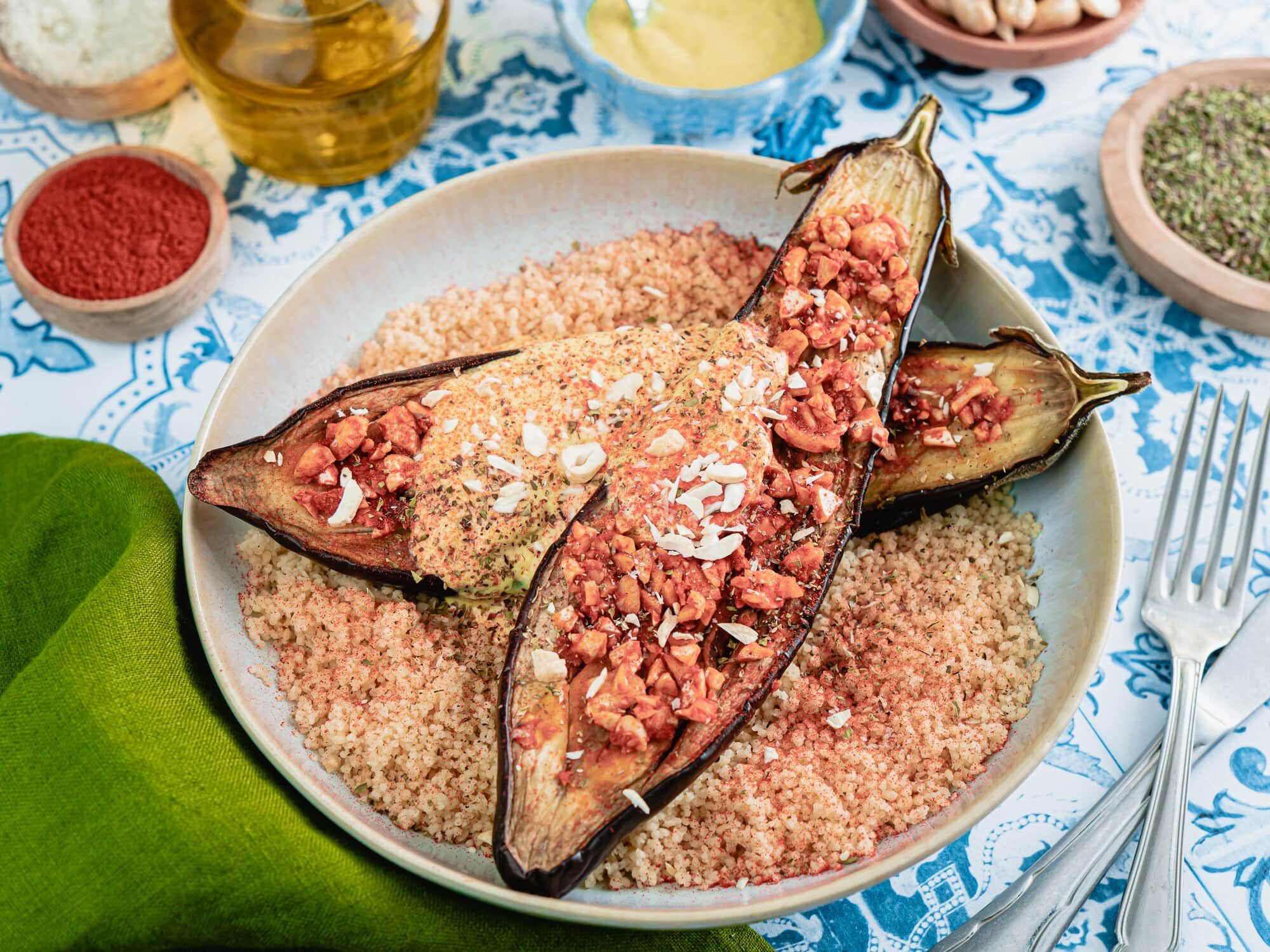 Aubergines à la noix de cajou et crème au curry Aubergines à la noix de cajou et crème au curry